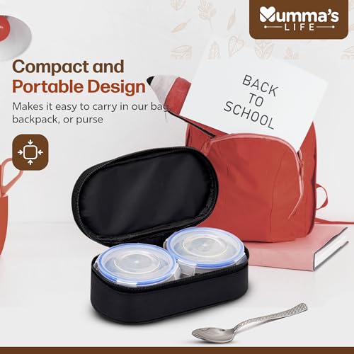 Image of Mumma's LIFE Stainless Steel Lunch Box Suitable for School, Offices and picnics(280 ML) (Black) (SMILEY)
