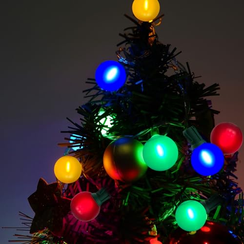 50Ft Outdoor Frosted Multicolor G40 Globe String Lights with 25 Colorful Bulbs (2 Spare) – Perfect for Holiday Parties and Backyard Christmas