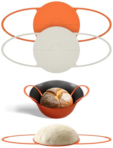 Sourdough Silicone Bread Sling : 2Pcs Reusable Baking Sling Dutch Oven, Non-Stick & Easy Clean Bread Mats With Handles For Sourdough(Beige & Orange)