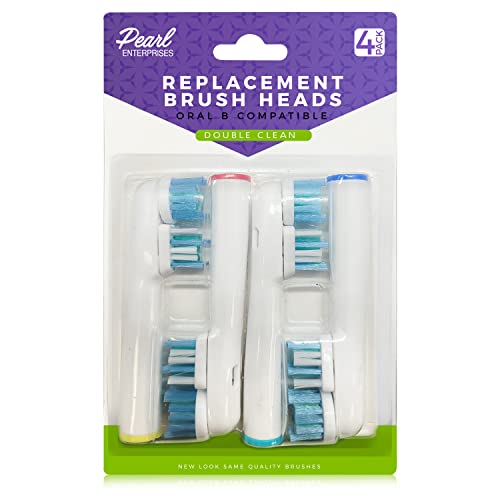 Oral-B Compatible Replacement Toothbrush Heads Double Clean For Oralb Braun Electric Toothbrush Replacement Heads For Oral B Pro, 1000, 8000, 9000, Sonic, Adults, Kids, Vitality, Dual (4) #TOP1