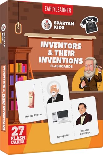 SPARTAN KIDS Inventors & Their Inventions Flash Cards for Kids | 27 Early Learning Language_Skills Flash Cards Easy & Fun Way of Learning 1 Year to 6 Years Babies