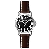 Reizen Mens Low Vision Watch - Black Face - Leather Band