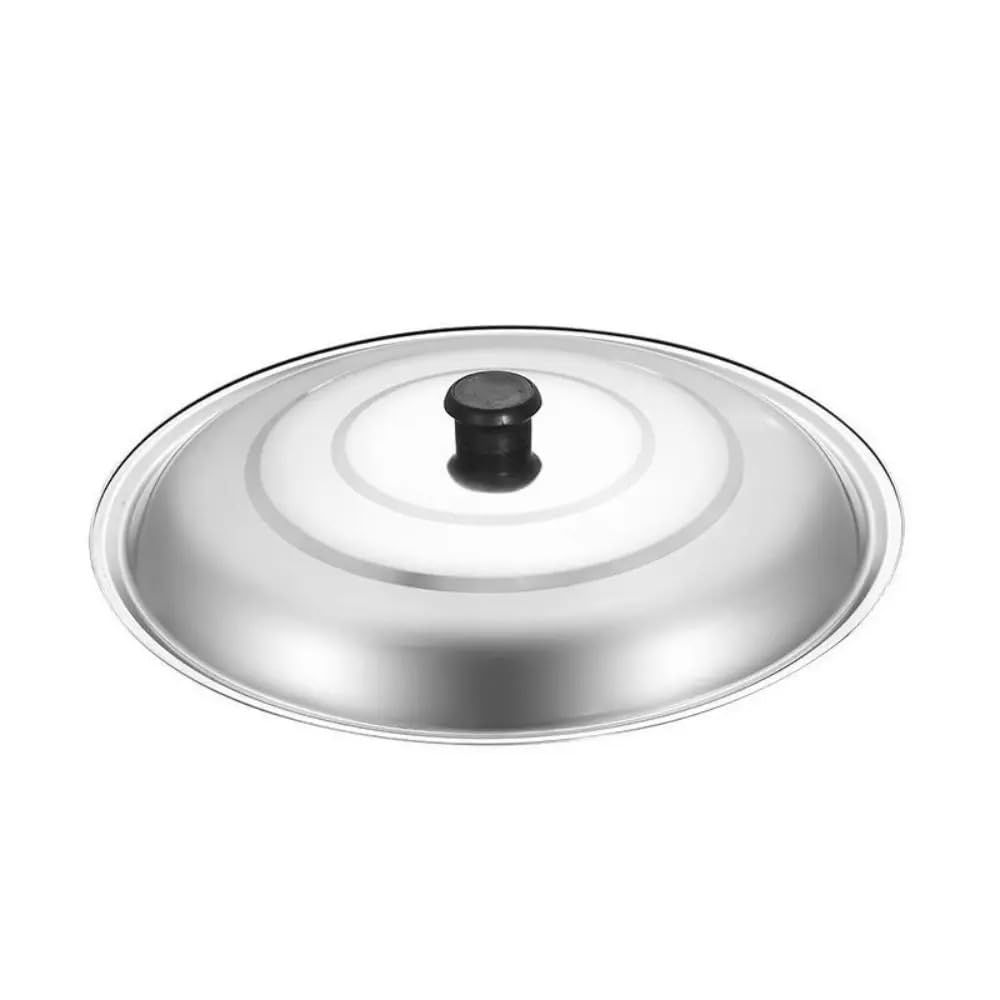Tapa de Vidro Tapa de olla de acero inoxidable con nudo de plástico negro, antiderrames y antiescaldaduras, redonda, for wok de 32/34/36/38/40 cm(34cm)