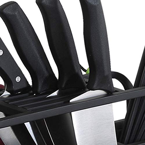 Cujux Metal Knife Block Holder Knife Storage Organizer Cutting Board Stand Holder Bakeware Drying Rack Pot Cover Holder For Kitchen(Black) #TOP3