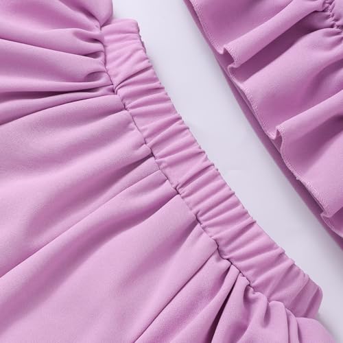 Image of Cute Toddler Girls Two Piece Short Sets Ruffle Sleeveless Top and Elastic Waistband Short Sets