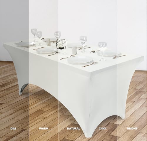 image for Utopia Kitchen 8FT Spandex Tablecloth [2 Pack, White] 200 GSM Stretch,