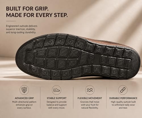 Image of Kraasa Brass Formal Shoes for Men | Vegan Leather Slip-On Office Shoes