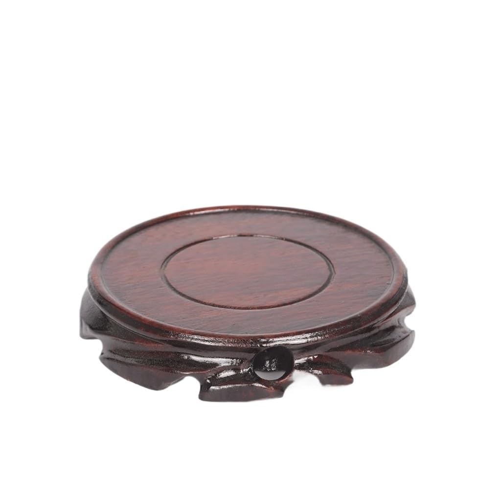 NEBE Plant Stand Indoor Solid Wood Carved Ornaments Round Base Vase Bonsai Teapot Incense Burner Wooden Bracket