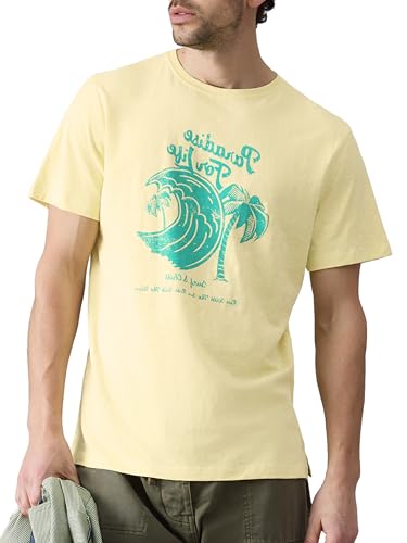 T-Shirt Graphique Homme en Coton Haut de Gamme Motif Abersoch Paradise Jaune