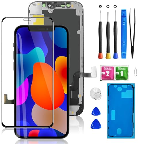 Mobkitfp for iPhone 12 Mini Screen Replacement 5.4 Inch, 3D Touch LCD Screen Digitizer Front Display Assembly with Waterproof Adhesive+Tempered Glass+Repair Tools