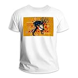 Cuello redondo Camiseta de manga corta cuello redondo 100% algodón hombre tocando música africana Djembe, multicolor, 4XL