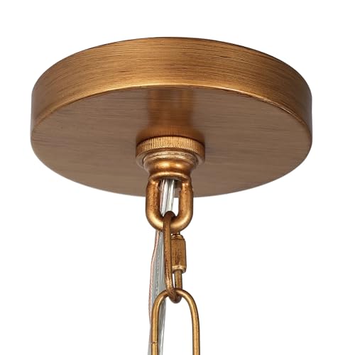 LALUZ 10" Large Dome Pendant Light, Antique Brushed Gold Pendant Lights Kitchen Island Modern Metal Adjustable Hanging Light Fixtures for Dining Room Bedroom Hallway by LALUZ - Used condition - Image 7