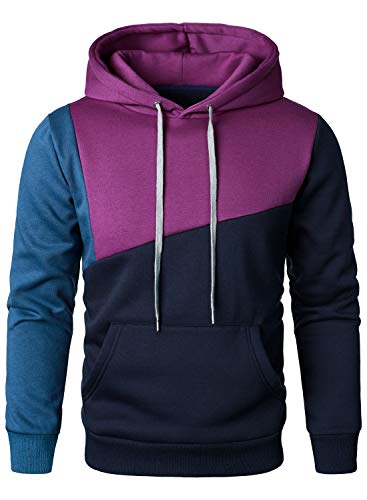 HOOD CREW Sweat à capuche en polaire pour homme avec poche, violet, L Cover