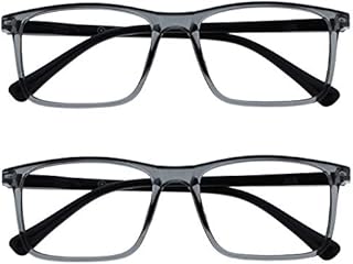 Opulize Ink 2 Pack Reading Glasses Large Black Blue Mens Womens Spring Hinges RR4-1 +1.50