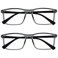 OPULIZE Ink Fernbrille 2er Pack Kurzsichtigkeit Groß Rechteckig Rahmen Federscharniere Kratzfest Grau Herren Damen MM4-7 -1.50
