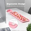 Wireless Keyboard and Mouse Combo - MOFII Pink Full-Sized Plug and Play Colorful Keyboard - Silence Keycap Keyboards with USB-A 2.4G Receiver, for Laptop, Windows, PC, Desktop
