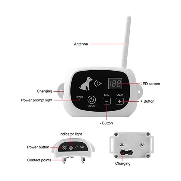 SUXIAN Wireless Dog Fence, Electric Pets Dog Boundary Container System, Waterproof Rechargeable Training Collar, Safe Effective Vibrate/Shock Dog Fence, Adjustable Control Range, Harmless for All Dog,for1dog SUXIAN Wireless Dog Fence, Electric Pets Dog Boundary Container System, Waterproof Rechargeable Training Collar, Safe Effective Vibrate/Shock Dog Fence, Adjustable Control Range, Harmless for All Dog,for1dog