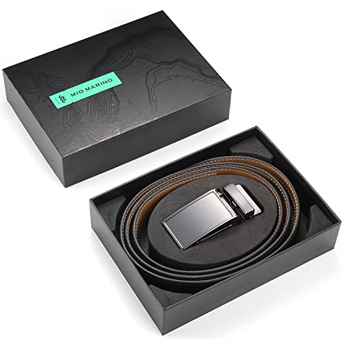 Image of Marino Avenue Ratchet Belt for Men. Adjustable Leather Dress Belt with 38 Easy to Click Into Place Ratchet Closures.