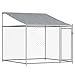 Grey Galvanized Steel Large Strong Dog Cage for Outdoor Use, Lockable Secure Pet Enclosure with Weatherproof Durable Mesh Design for All Dog Sizes