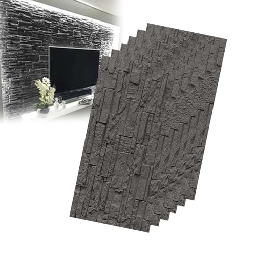 Panneaux muraux 3D Vibeo en imitation pierre grise pour salon et salle de bain x6