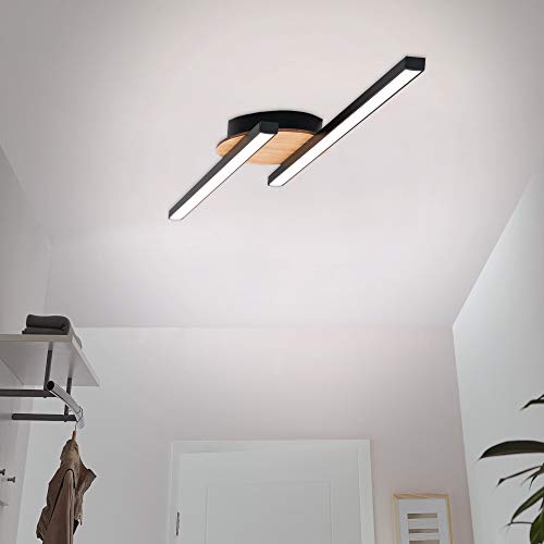 Briloner Plafoniera Led Go A 2 Luci Nero/Decorazione Legno Lineare - 3