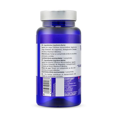 DRASANVI VITAMINA H BIOTINA - Contribuye al mantenimiento del cabello, la piel y las uñas en condiciones normales - VEGANO - SIN GLUTEN - 90 comprimidos - imagen 3