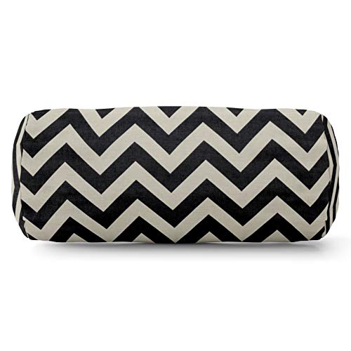 Majestic Home Goods Black Chevron Indoor/Outdoor Round Bolster Pillow 18.5