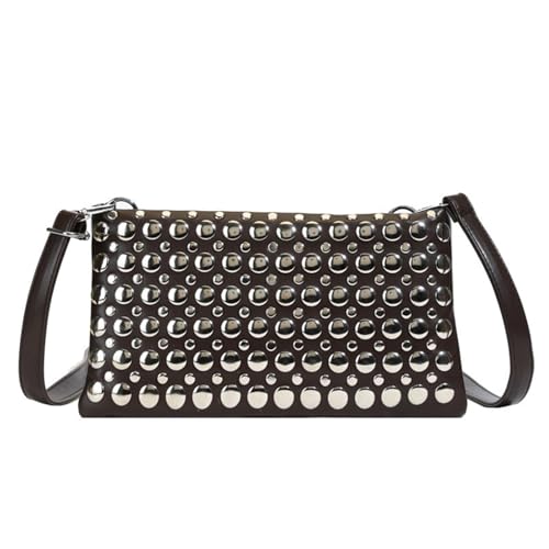 Sac à bandoulière femme et sac à main punk à rivets noirs
