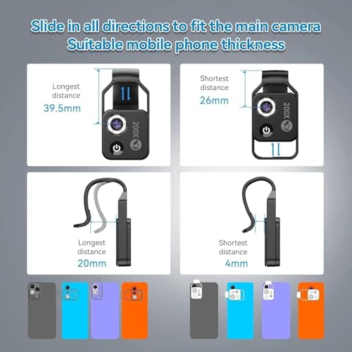 Image of APEXEL 200X Phone Microscope Lens, Nano Zoom Phone Micro Lens for iPhone Android with LED Light CPL Universal Clip, Nanozoom Mini Pocket Digital Microscope, Portable Smartphone Macro Lens Camera