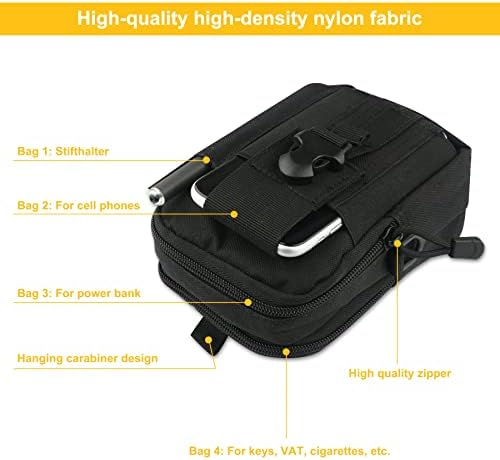 HoYiXi Multifunctional sports hang pockets bag Gadget Belt Waist Bag with Cell Phone Holster for Sports Hiking Camping Black
