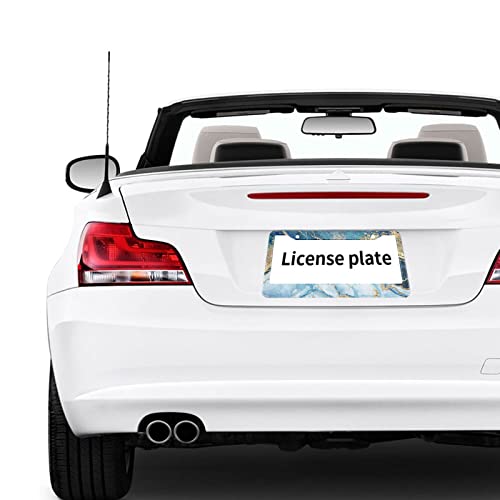 Ekobla Blue Marble License Plate Frame Glitter Stone Gold Foil Artificial Liquid Paint Floor Aluminum Metal Car Licenses Plate Covers And Frames Holders For Women Men Car Auto #TOP1