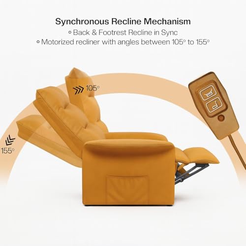 Image of INNOWIN Shark Recliner Sofa 1 Seater Motorized | Recliner Chair with Luxuriously Padded Body and Premium Comfort | Rexine Fabric | 1 Years Warranty | Tan Brown