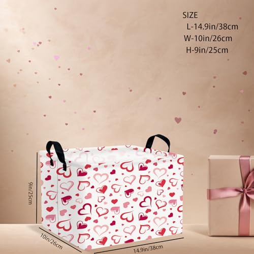 Image of Cute Heart Valentine's Day Basket Gifts Empty Storage Basket for Kid and Baby Room Decor (Red Hollow Solid Heart)