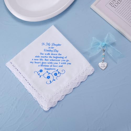 Image of MIXJOY Something Blue Gift for Bride, Wedding Day Bridal Blue Pearl Angel Wings Bouquet Garter Charm for Bride to Be