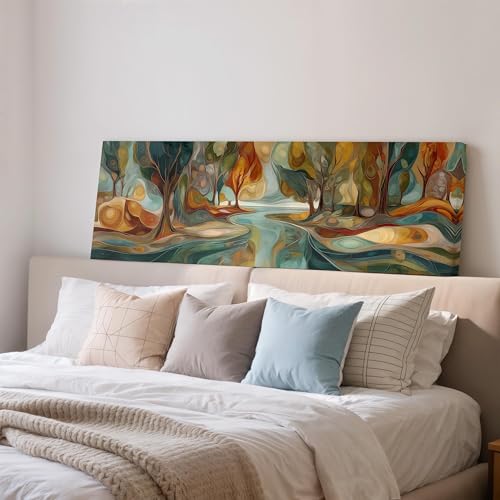 Ruisseau pictural automnal en toile panoramique pour grand mur vide