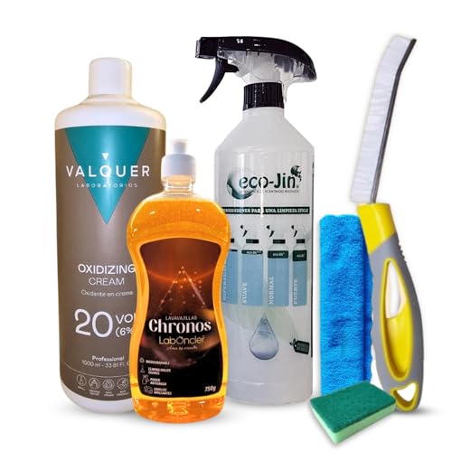 Eco-Jin Pack Chronos Canela Naranja | Crema Oxidante Valquer | Difusor | Bayeta Microfibra | Estropajo Con Esponja | Cepillo para Juntas | Limpiador Multiusos