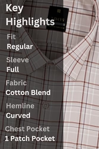 Image of 7-DAYS Men's Premium Checks Formal Shirt - Cotton Rich, Regular Fit, Full Sleeve, with Pocket, Wrinkle Resistant - Stylish Office & Everyday Wear.