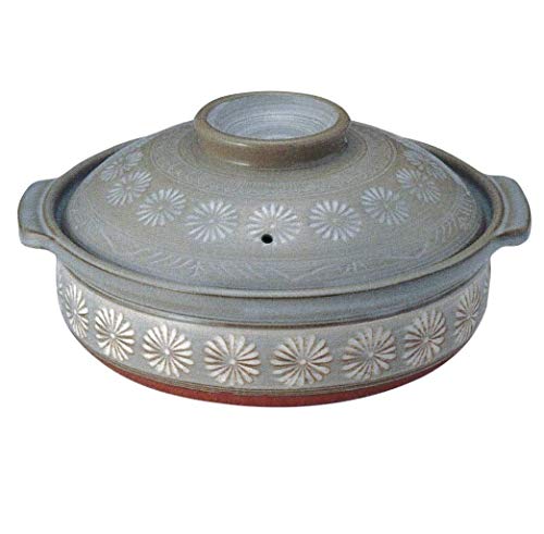 萬古焼 銀峯 土鍋 (深鍋) 9号 4-5人用 花三島 21091