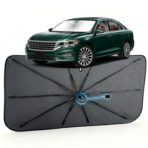 Image of Car Windshield Sun Shade for Volkswagen Passat 2012-2026 - Reflective Coated Fabric Sunshade Umbrella for Front Window, UV Protection Heat Shield Sun Blocker Heat Reflector, 1:1 Exact Fit
