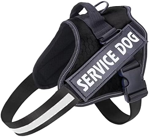 Belababy Soft No Pull Dog Harness X Small, Adjustable Assistance Service Dog Vest with Safety Buckle, Reflective Breathable Outdoor Training Dog HarnessBlack