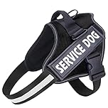 Belababy Soft No Pull Dog Harness Small, Adjustable Assistance Service Dog Vest with Safety Buckle, Reflective Breathable Outdoor Training Dog Harness（Black）