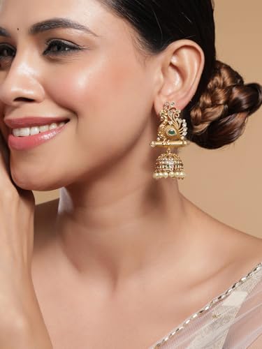 Image of Rubans Jhumka Earrings Gold Plated Stylish Traditional Trendy Jewellery Gift for Women & Girls