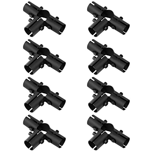 8 Sets 1 Inch 4 Way Structural Pipe Connector, Metal Black Joint Chain Link Fence Clamp, Stainless Steel 201 Corner Fitting End Rails Clamps, Thickness 1.8Mm #TOP3