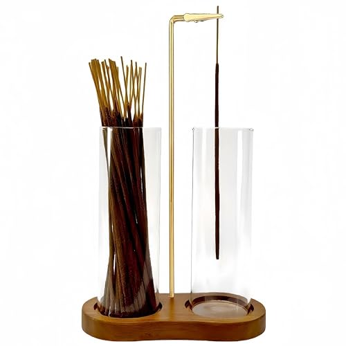 Moocervi Glass Incense Holder,2 in 1 Incense Sticks Burner Holder