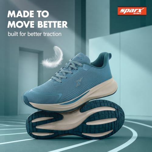 Image of SPARX Sports Running Shoes for Men - Lightweight Breathable Lace-Up Athletic Shoes with Cushioned Comfort, Shock Absorption, Durable Grip, Flexible Sole & Everyday Walking Performance