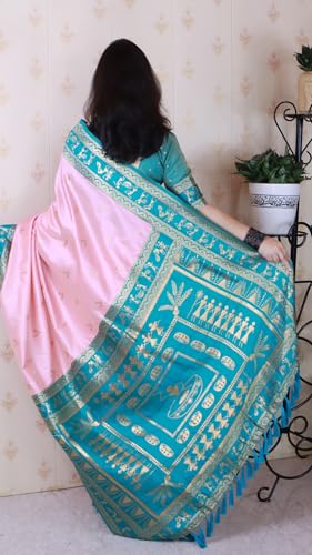 Image of SGF11 Women's Kanjivaram Pure Soft Silk Saree With Unstitched Blouse Piece