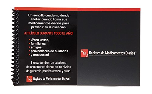 Daily Medication Journal Blood Sugar, Glucose, Track Blood Pressure & Pulse, Spiral Bound, Compact Size Full Year Medical Journal (Spanish)