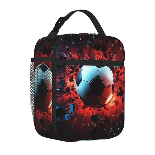 VQUVQV Soccer Lunch Box for Kids Teens Boys Girls, Reusable Insulated Lunch Tote Bag, High Capacity Leakproof Cooler Bag for School Work Travel...