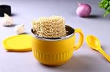 LALEY Ramen Noodles Bowl with Lid Handle Spoon and Fork, Double Walled Soup Bowls for Kids Girls and