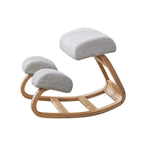 Chaise De Correction À Genoux Chaise D'étude De Correction De Posture pour Enfants Chaise De Bureau À Bascule Ergonomique Coussin Épais Amovible Et Lavable,Gris